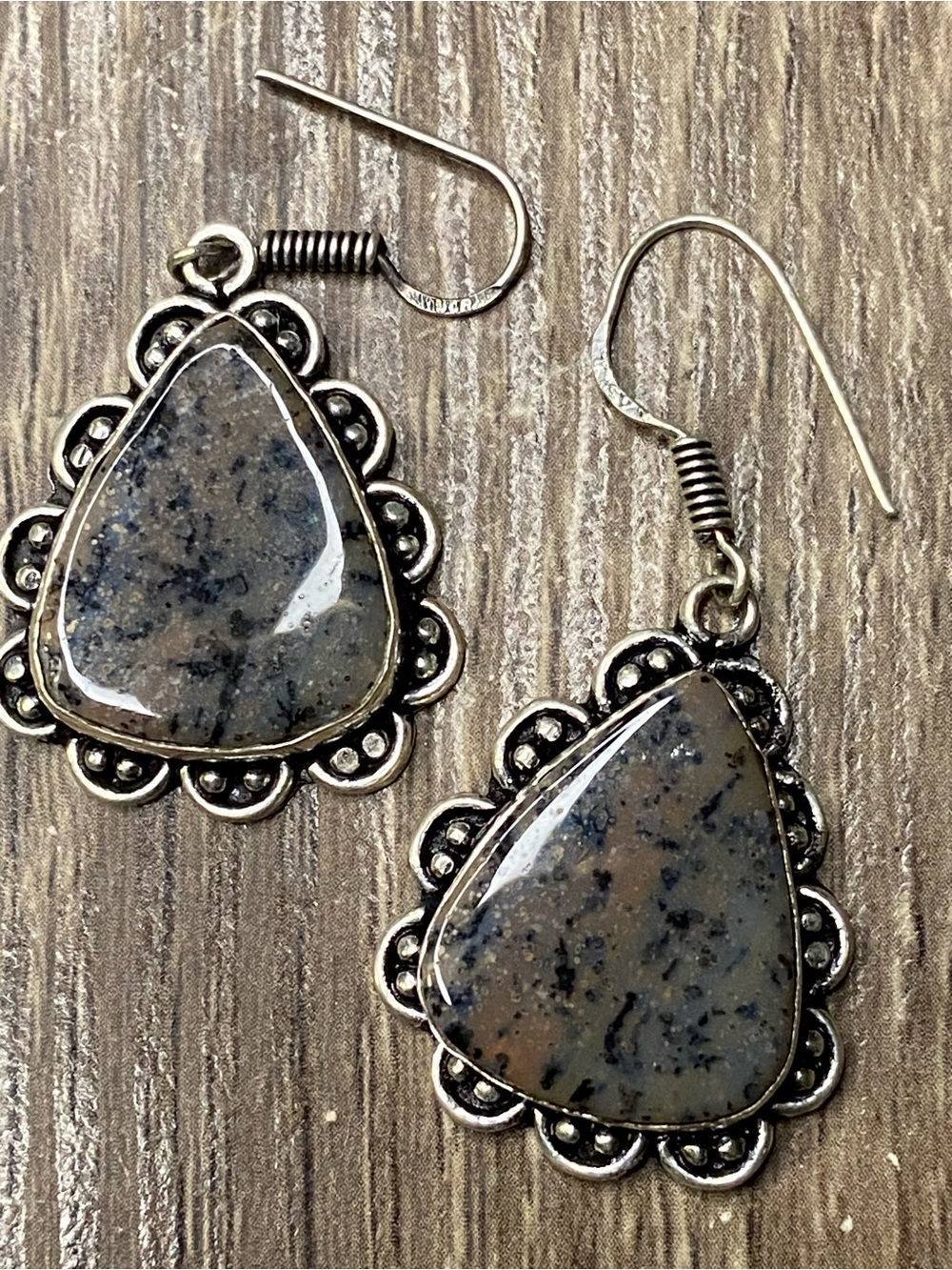 Honey Dendritic Opal Silver Earrings